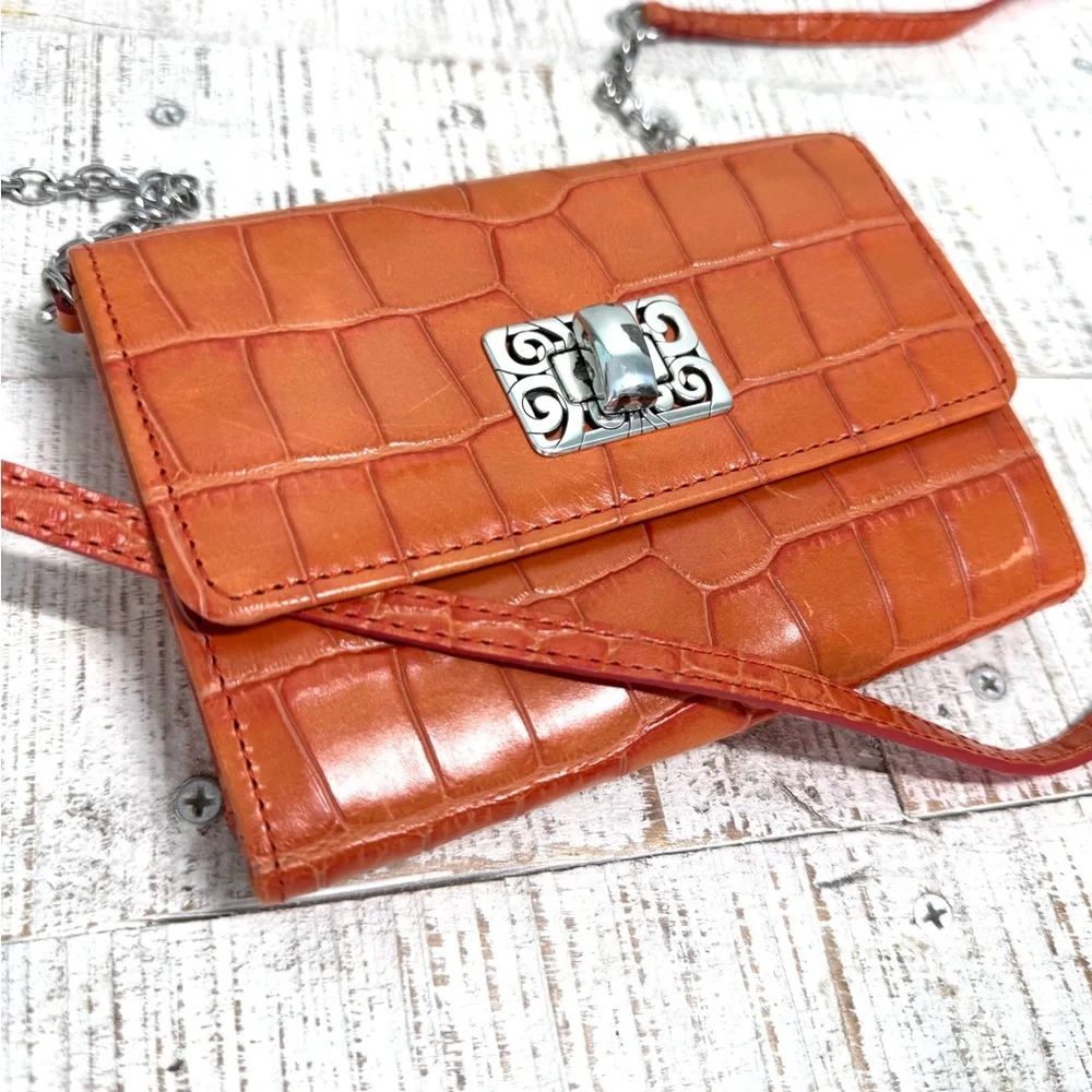 Brighton Casual Colorful  Convertible Wallet Croc-Embossed Crossbody